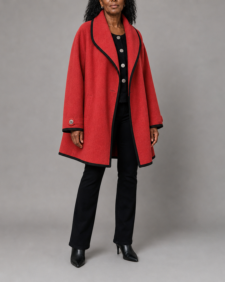 Flora | Oversized Contrast-Trim Coat