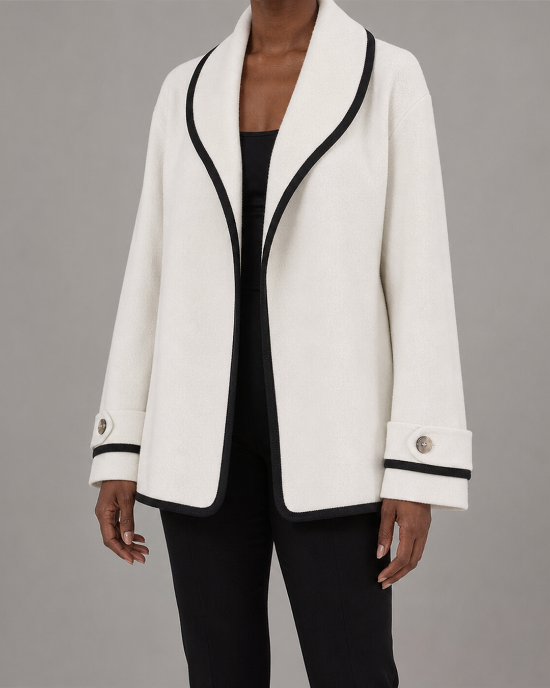 Flora | Oversized Contrast-Trim Coat
