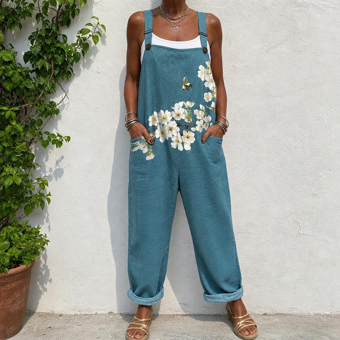Marisela | Teal Garden Blossom Overalls