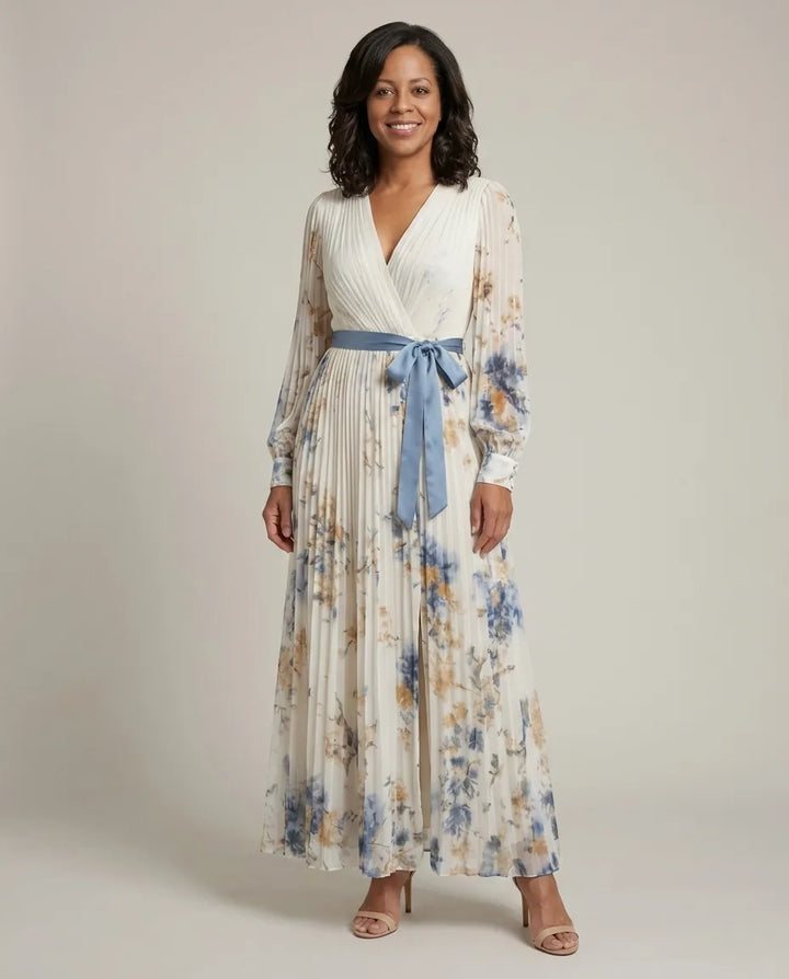 Brielle | Long Sleeve V Neck Floral Maxi Dress