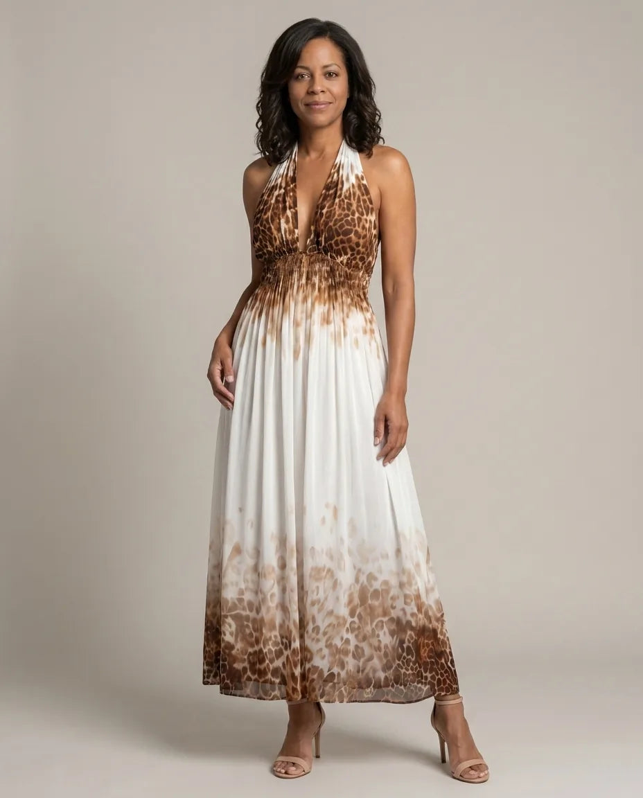 Delaney | Pleated White Midi Dress