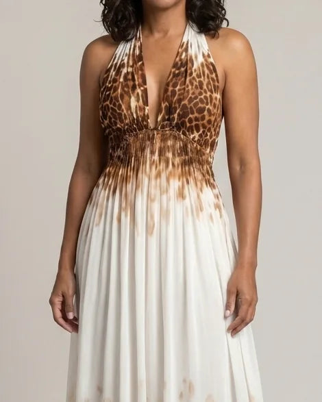 Delaney | Pleated White Midi Dress