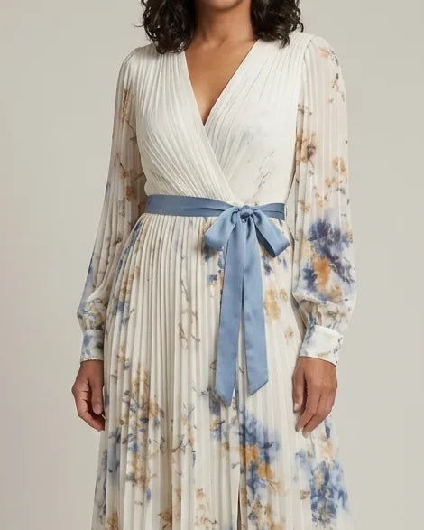 Brielle | Long Sleeve V Neck Floral Maxi Dress