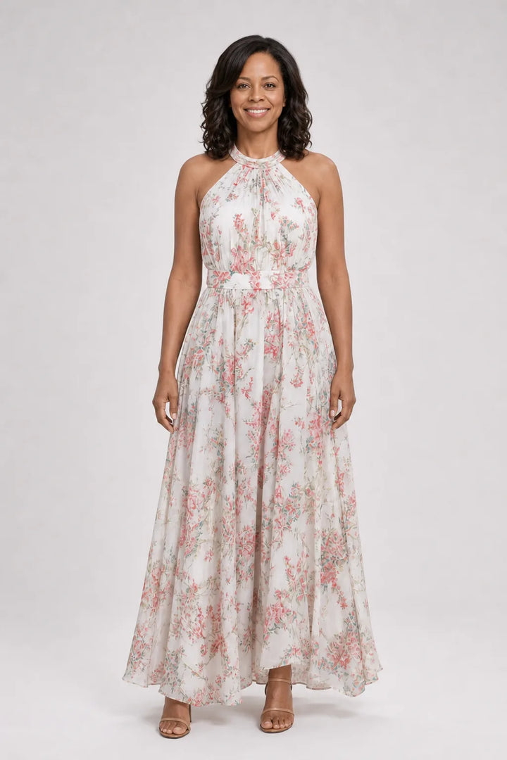 Guinevere | Floral Print Flowing Skirt Midi Dress — Floral