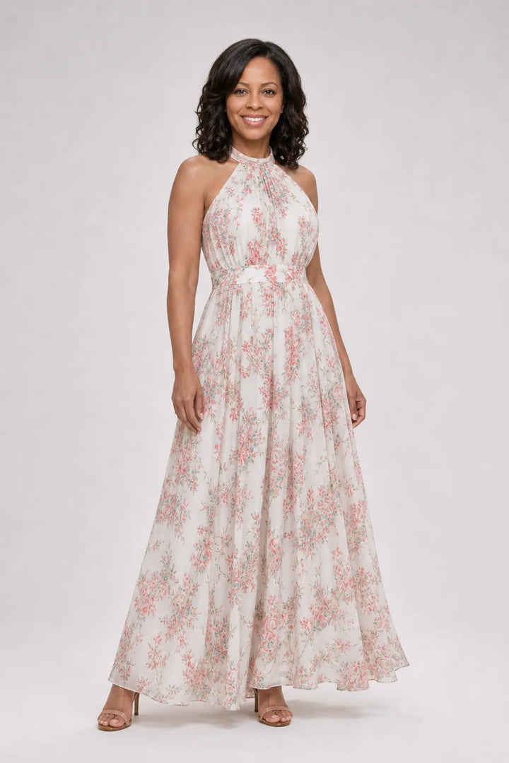 Guinevere | Floral Print Flowing Skirt Midi Dress — Floral