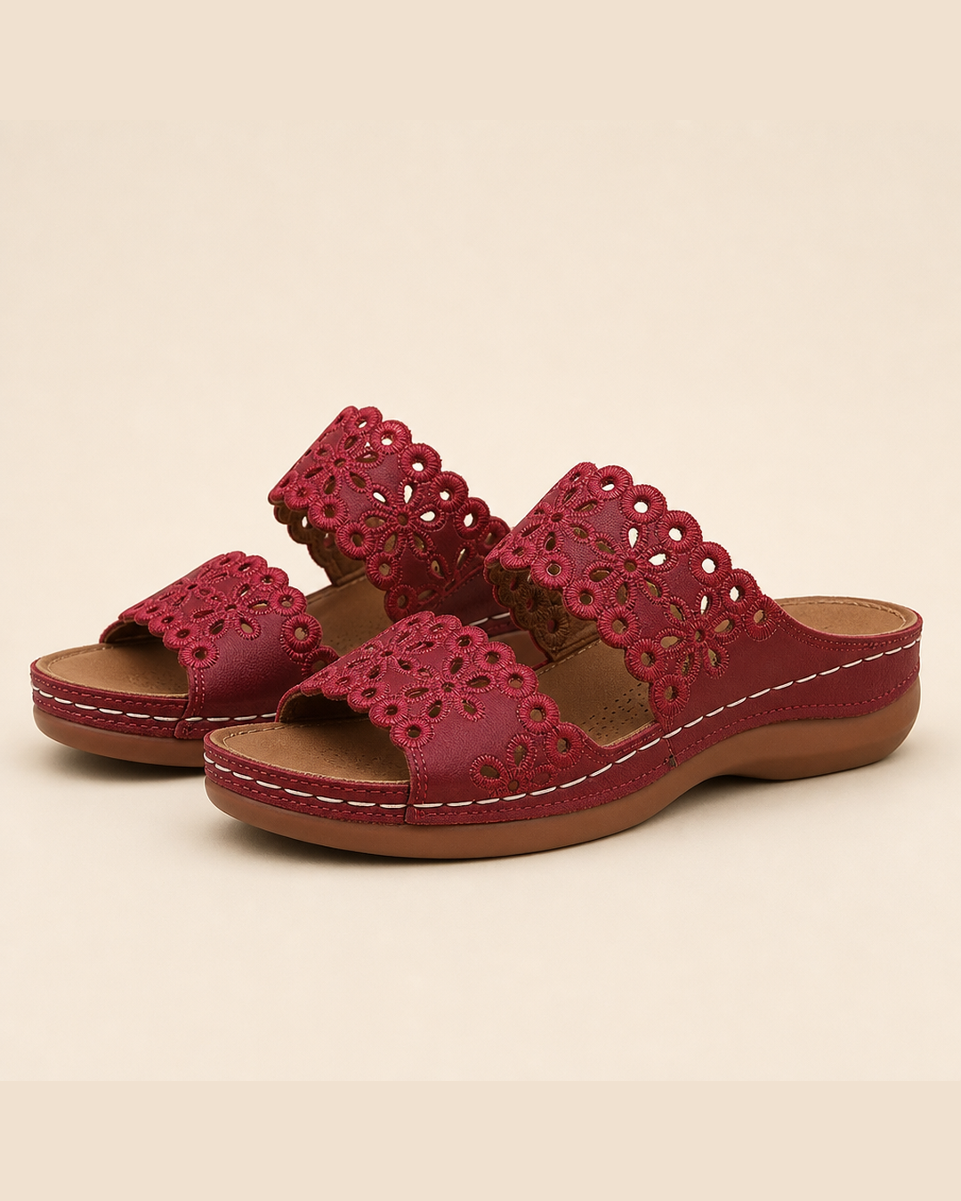 Yasmina | Floral Sandal — Red