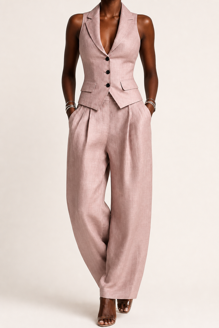 Nabou | Tailored Vest & Wide-leg Trousers Set