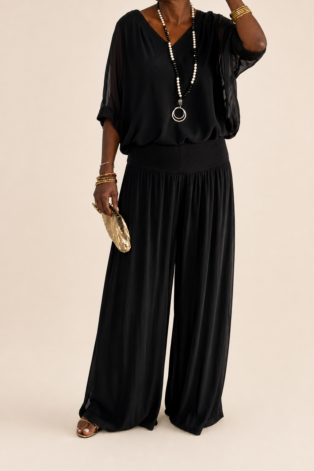 Nwamaka | Chic Solid Flowing Two-piece Set