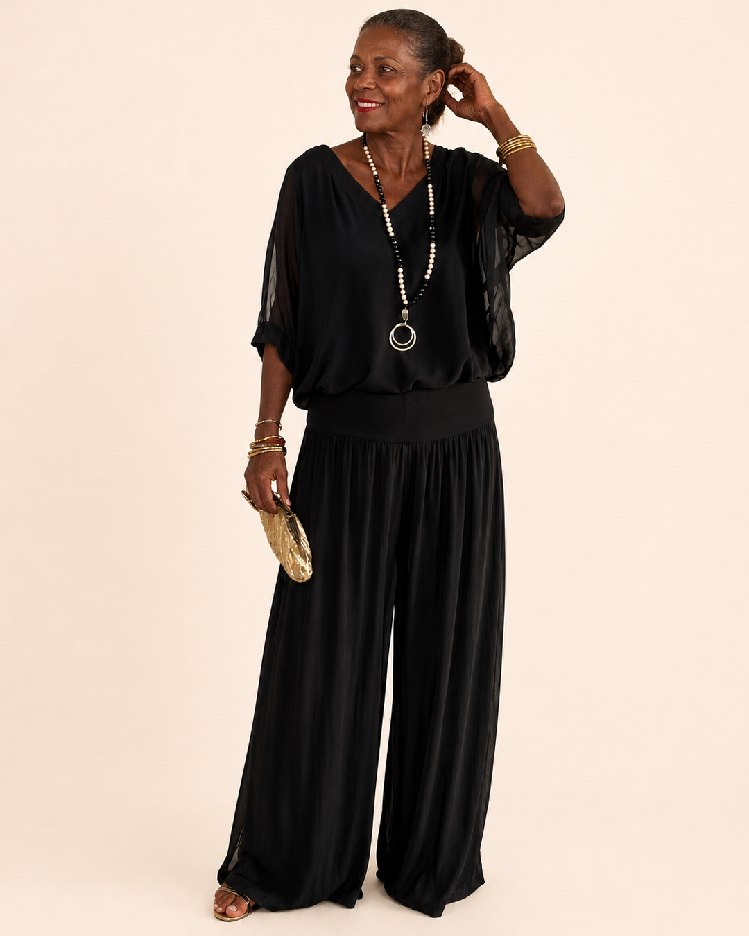 Nwamaka | Chic Solid Flowing Two-piece Set