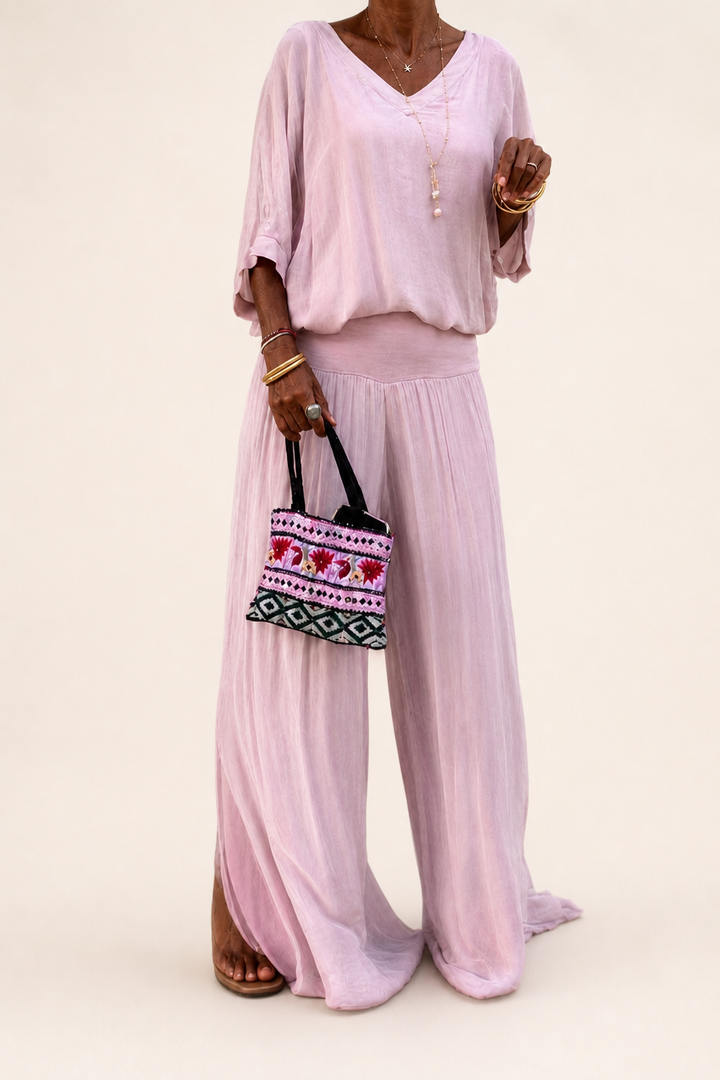 Nwamaka | Chic Solid Flowing Two-piece Set