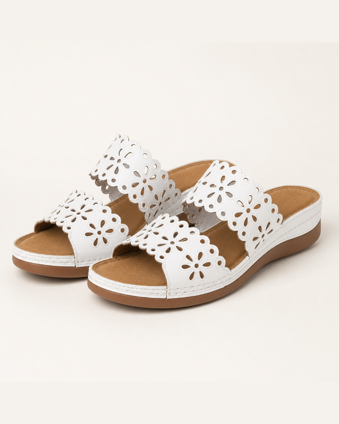Yasmina | Floral Sandal — White