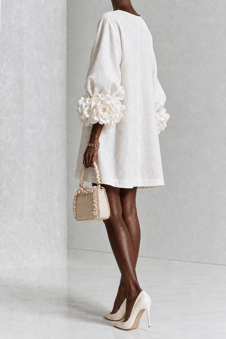 Adenike | Floral Button-down Mini Dress With Striking Floral Cuffs