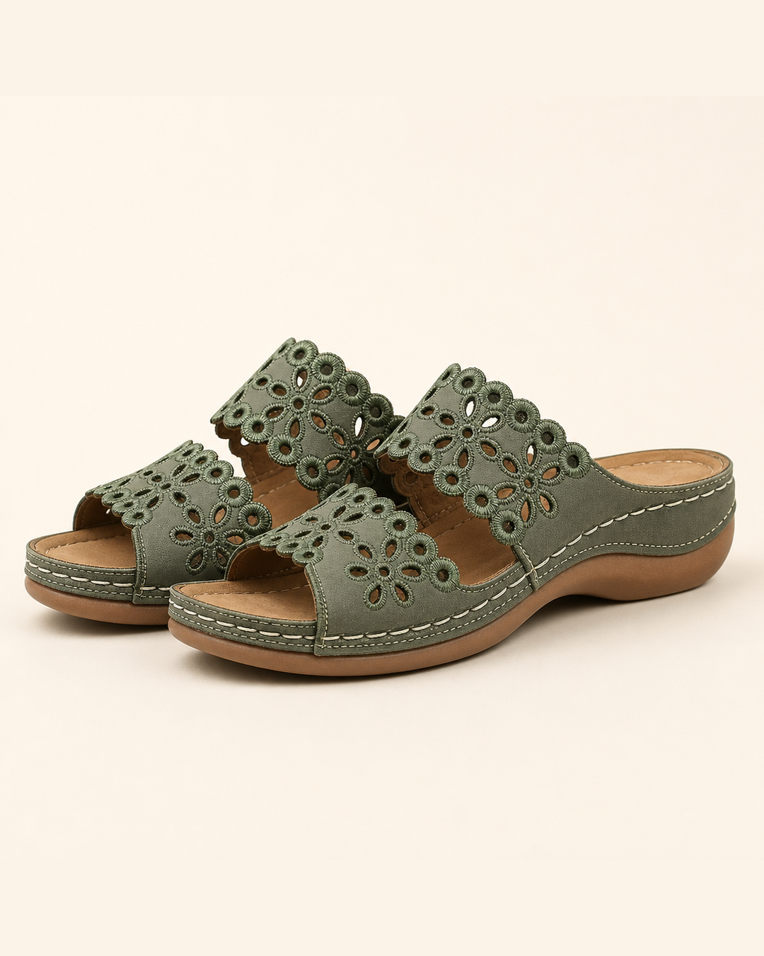 Yasmina | Floral Sandal — Green