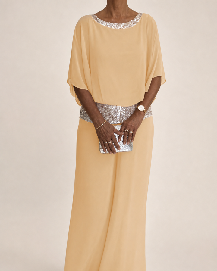 Thioro | Embellished Wide-leg Two-piece Set