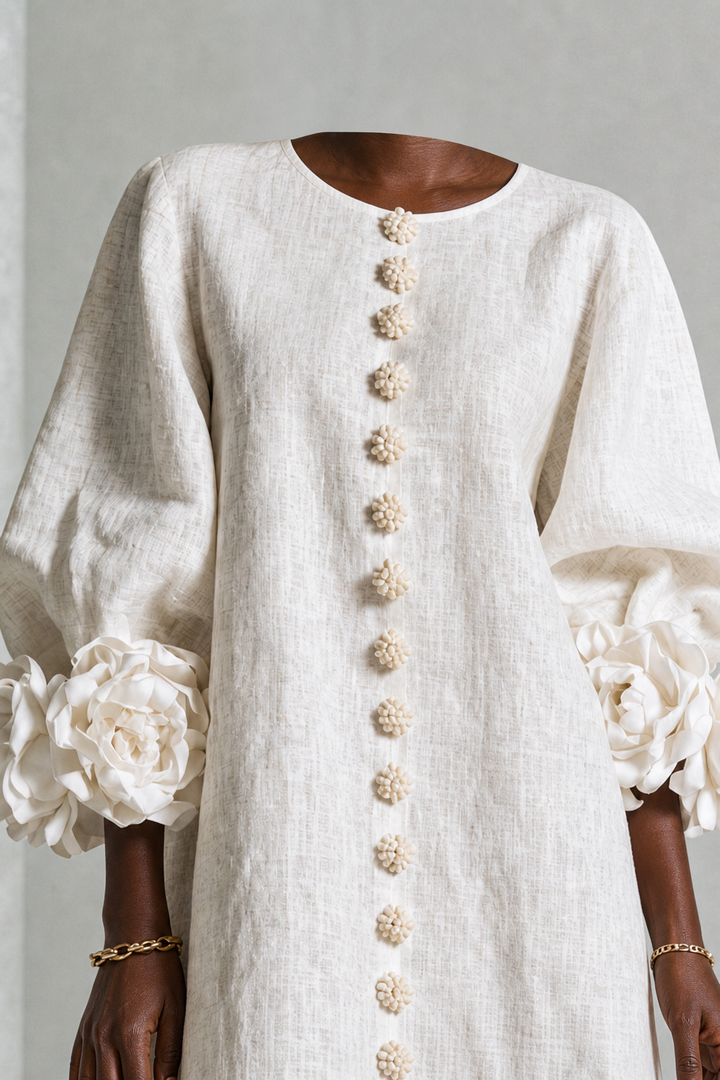 Adenike | Floral Button-down Mini Dress With Striking Floral Cuffs