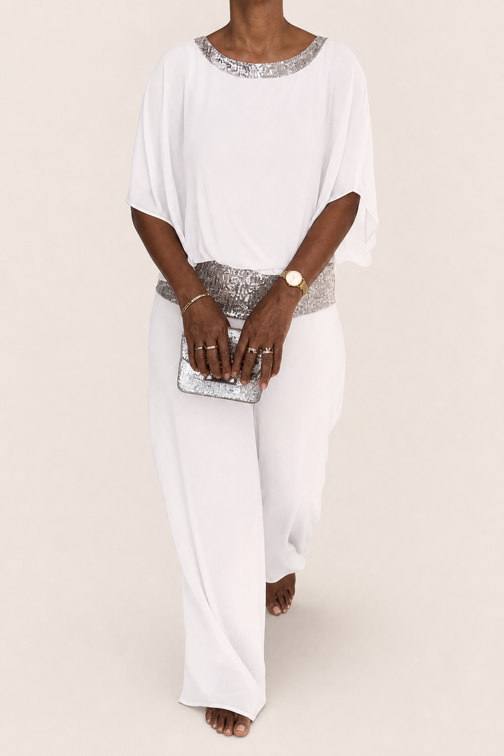 Thioro | Embellished Wide-leg Two-piece Set