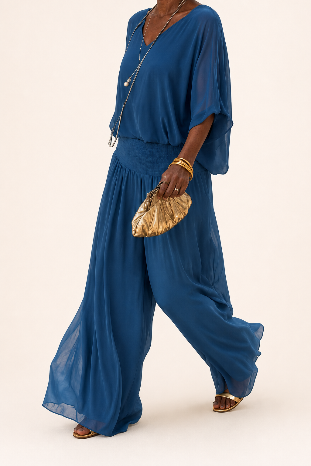 Nwamaka | Chic Solid Flowing Two-piece Set
