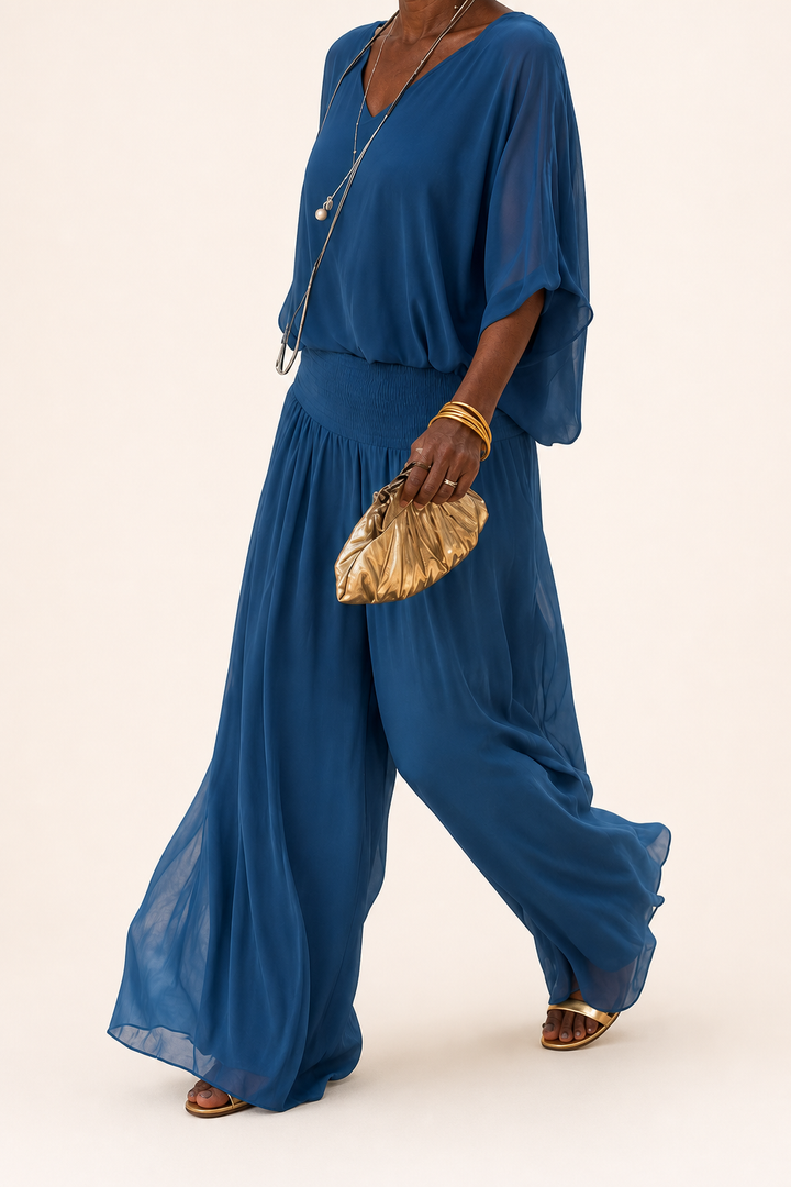 Nwamaka | Chic Solid Flowing Two-piece Set