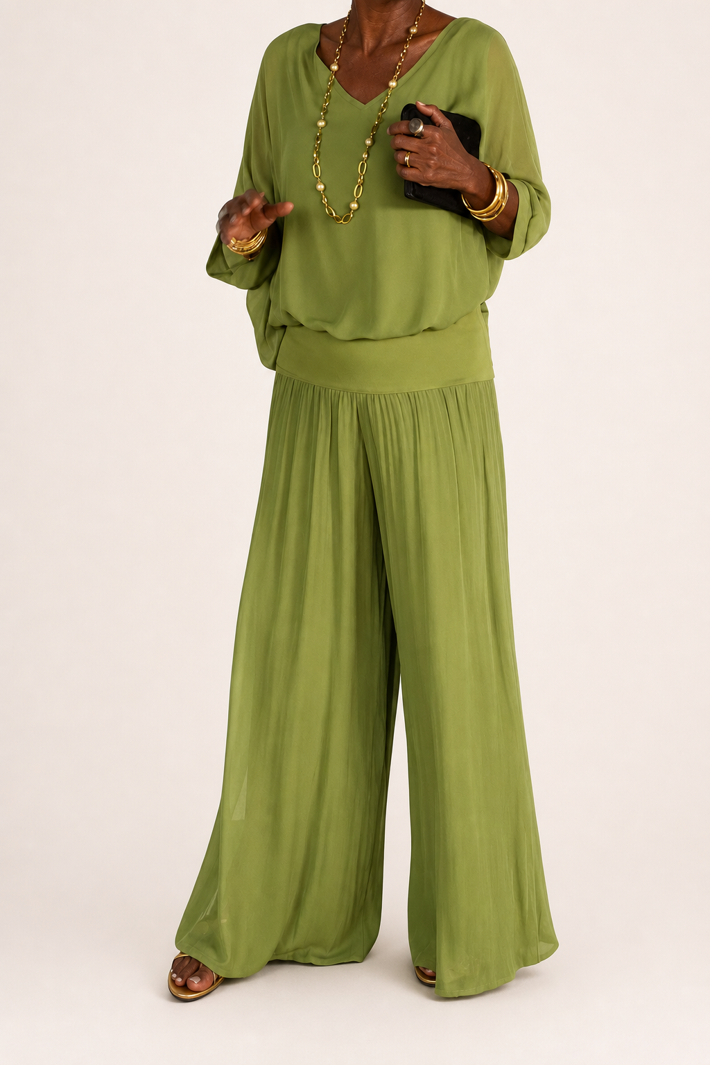 Nwamaka | Chic Solid Flowing Two-piece Set