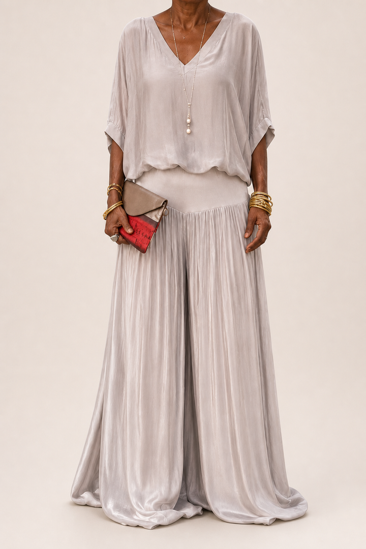 Nwamaka | Chic Solid Flowing Two-piece Set