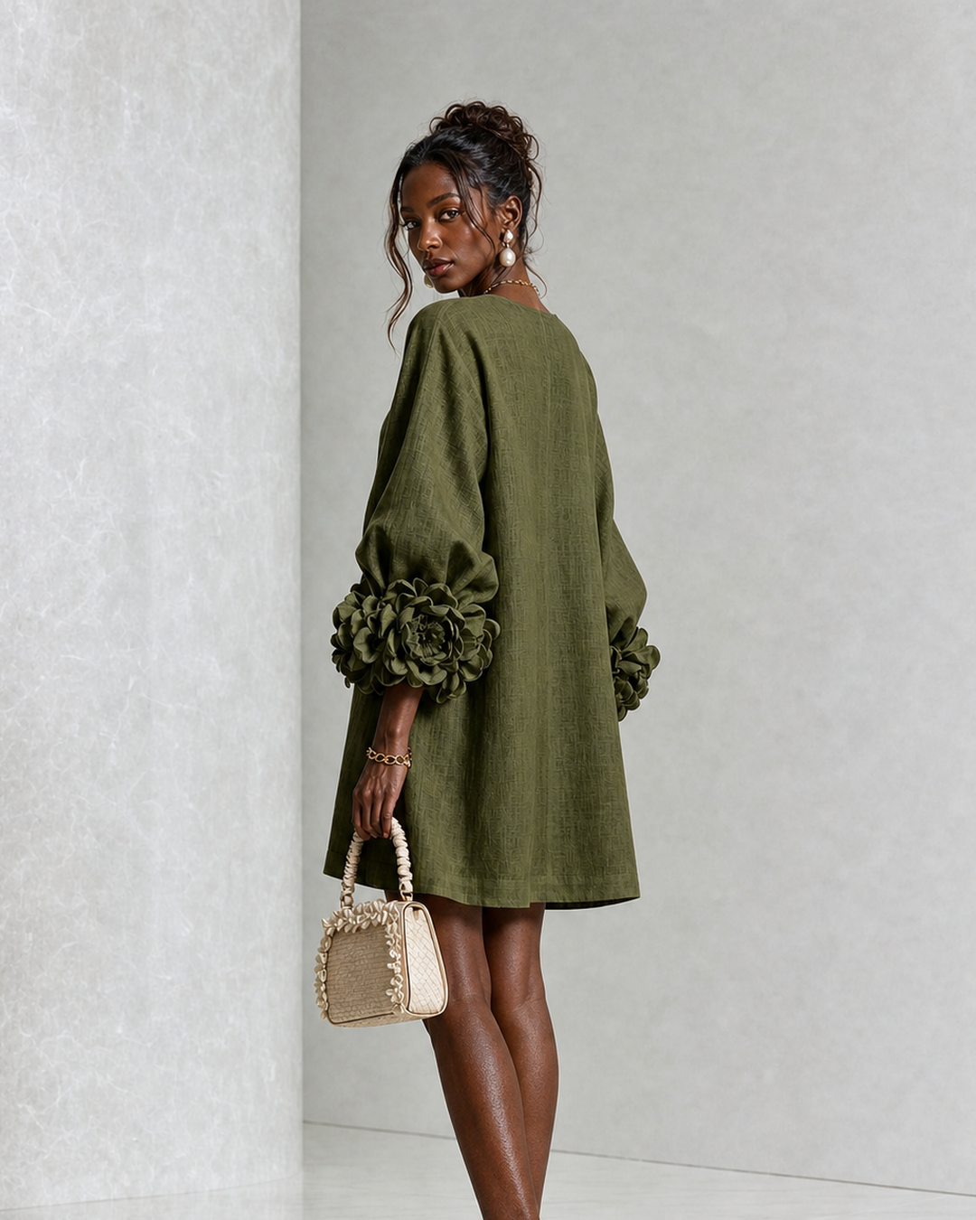 Adenike | Floral Button-down Mini Dress With Striking Floral Cuffs