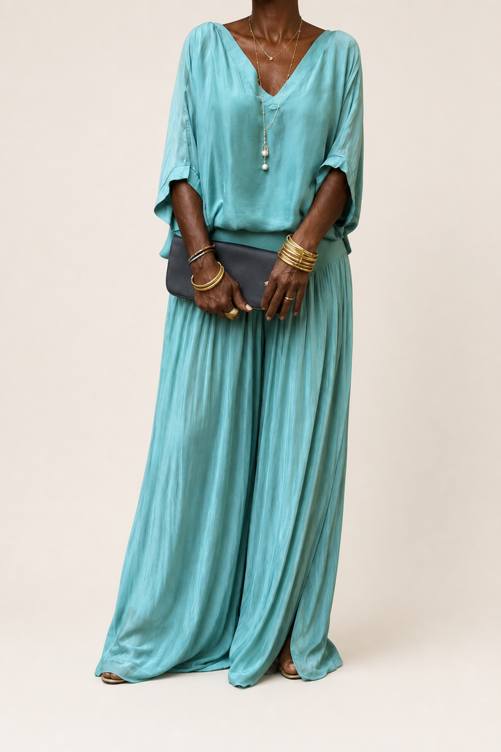 Nwamaka | Chic Solid Flowing Two-piece Set