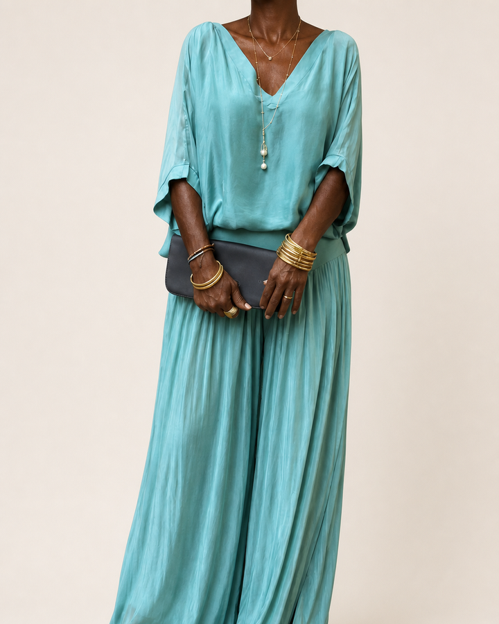 Nwamaka | Chic Solid Flowing Two-piece Set