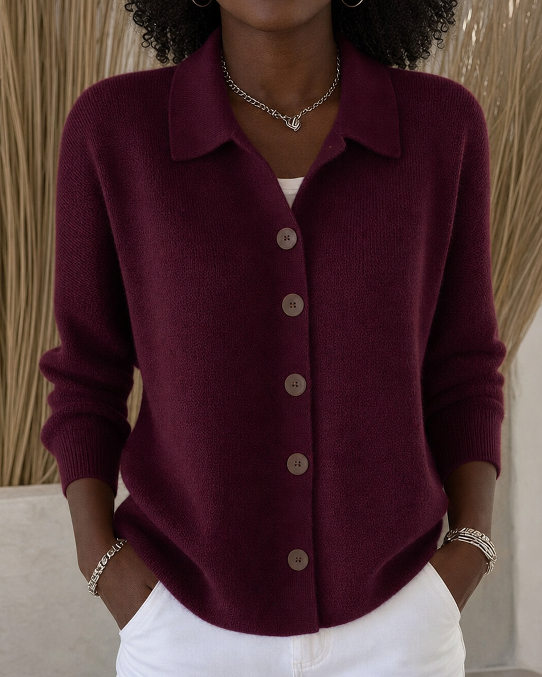 Josephine | Button-front Collared Cardigan