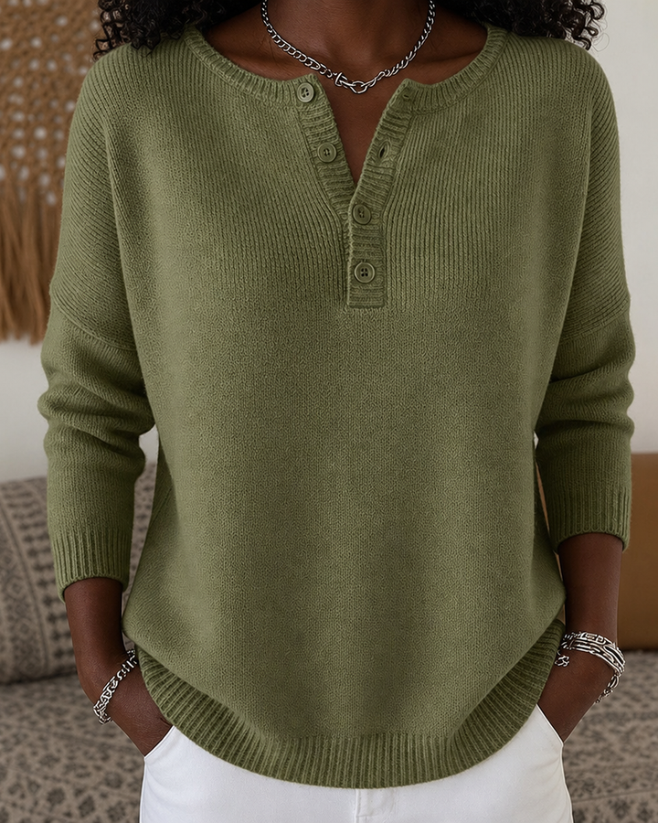 Helena | Henley Button-up Knit Sweater