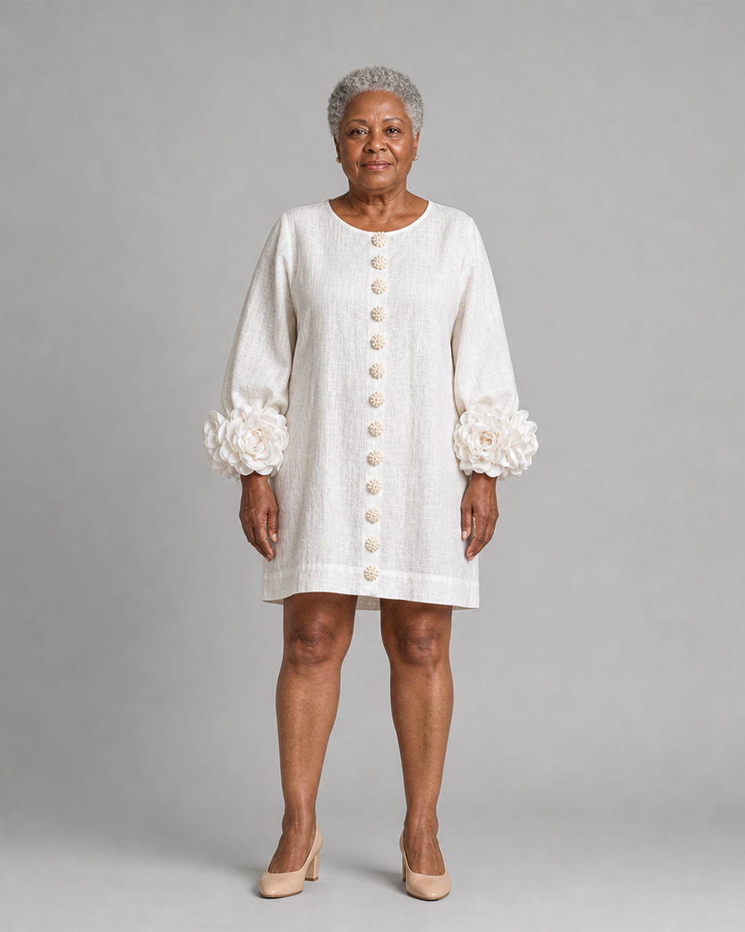 Adenike | Floral Button-down Mini Dress With Striking Floral Cuffs