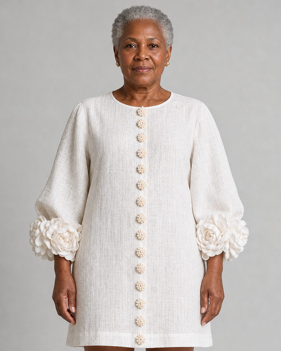 Adenike | Floral Button-down Mini Dress With Striking Floral Cuffs