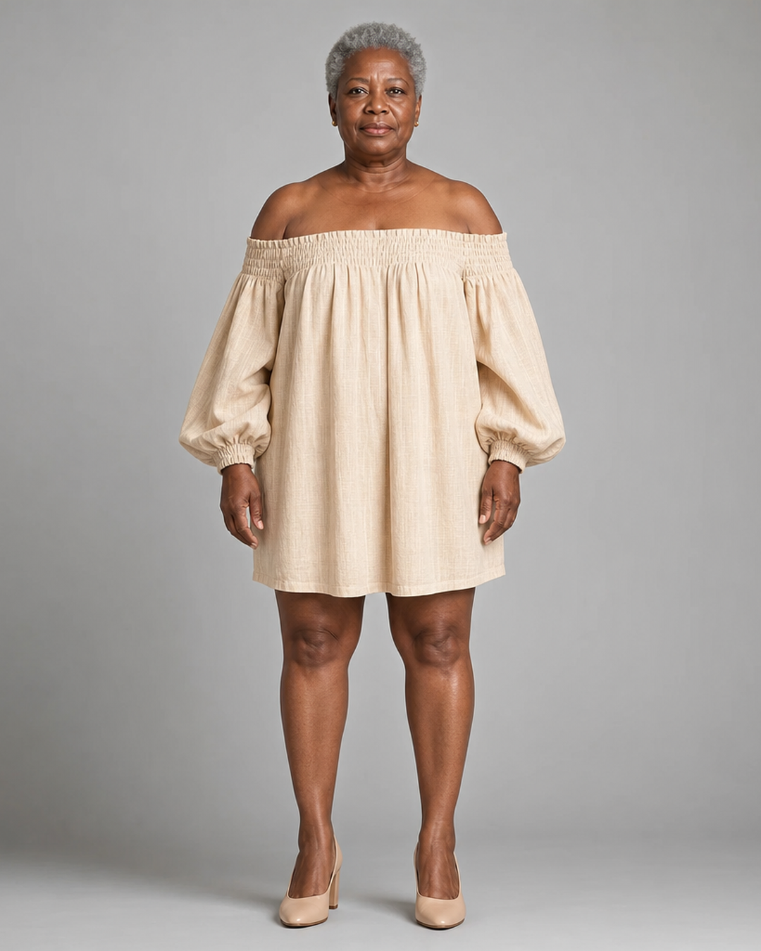 Wairimu | Pink Off-shoulder Lantern Sleeve A-line Loose Mini Dress