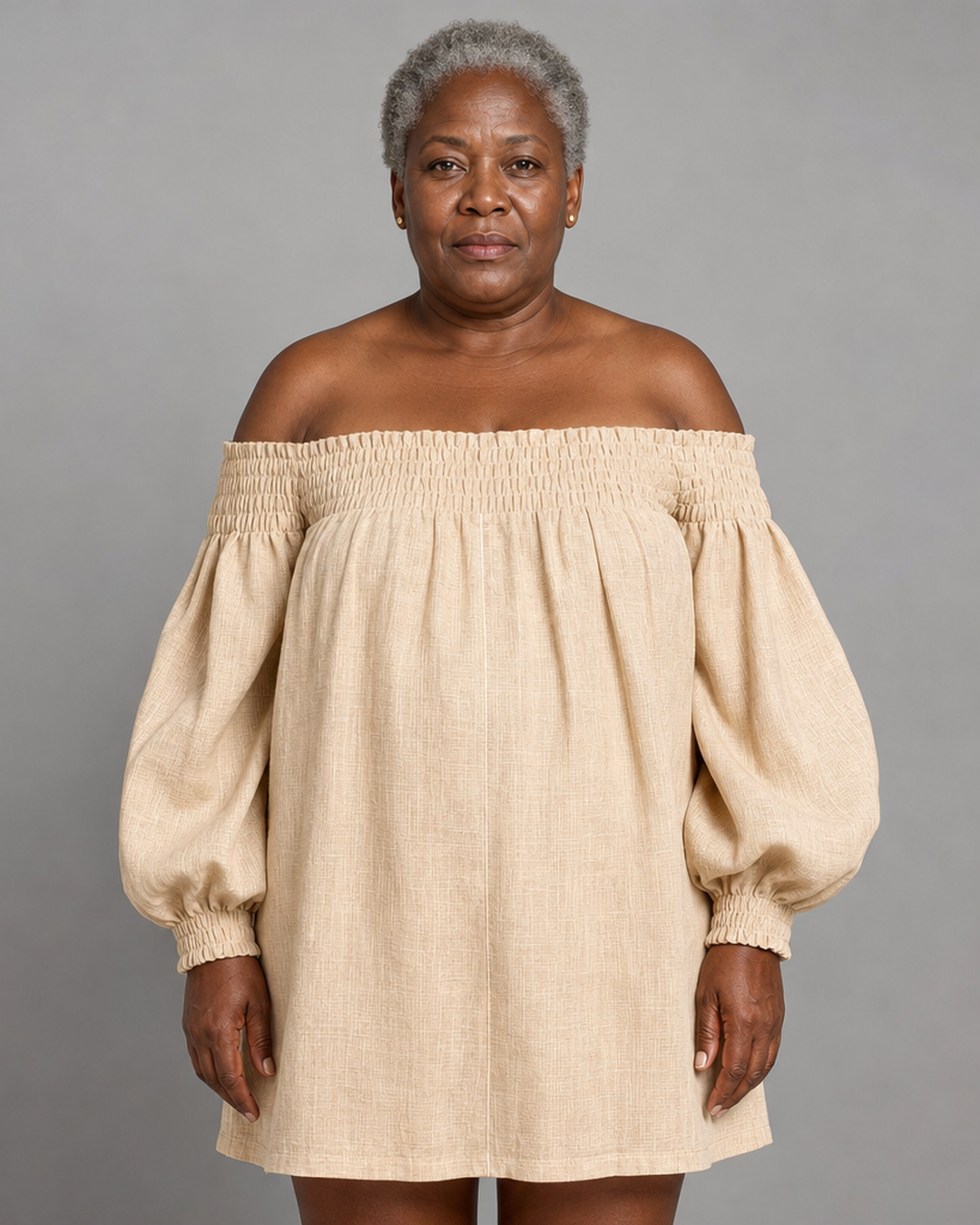 Wairimu | Pink Off-shoulder Lantern Sleeve A-line Loose Mini Dress