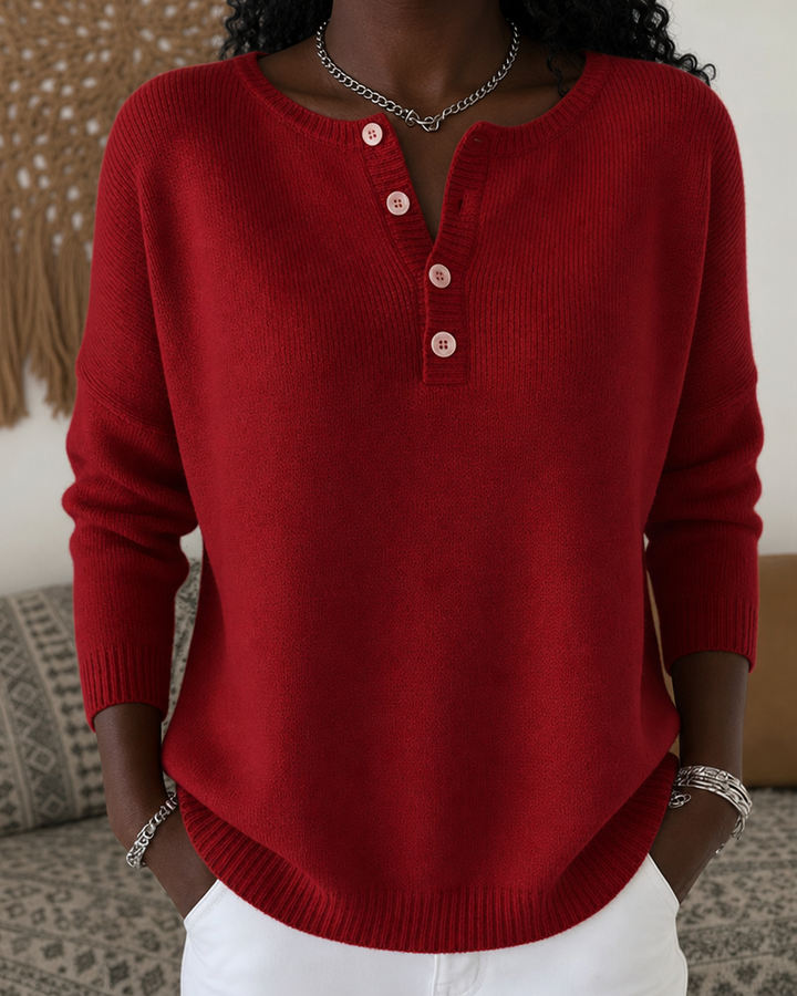Helena | Henley Button-up Knit Sweater