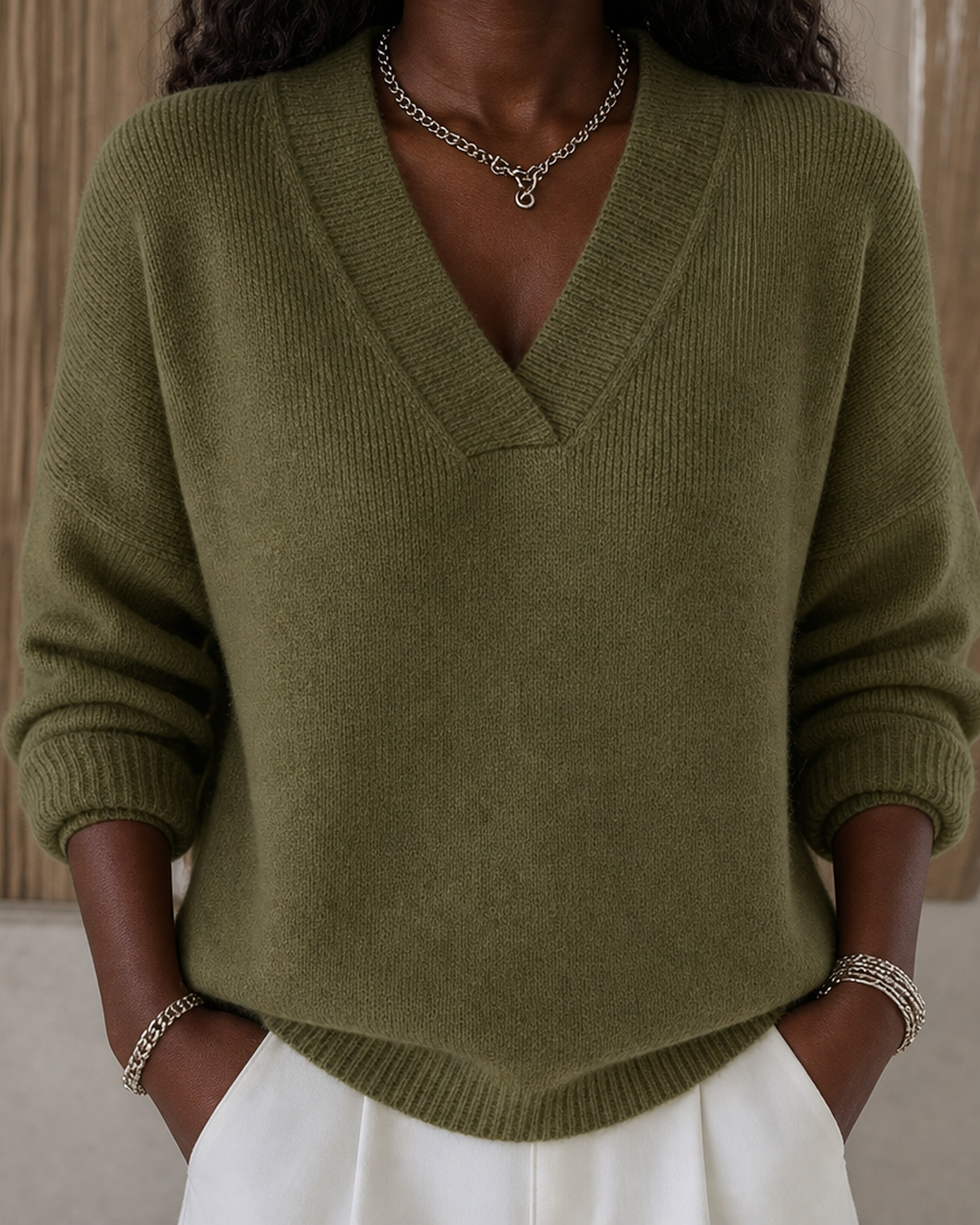 Vivelle | Relaxed V-neck Sweater