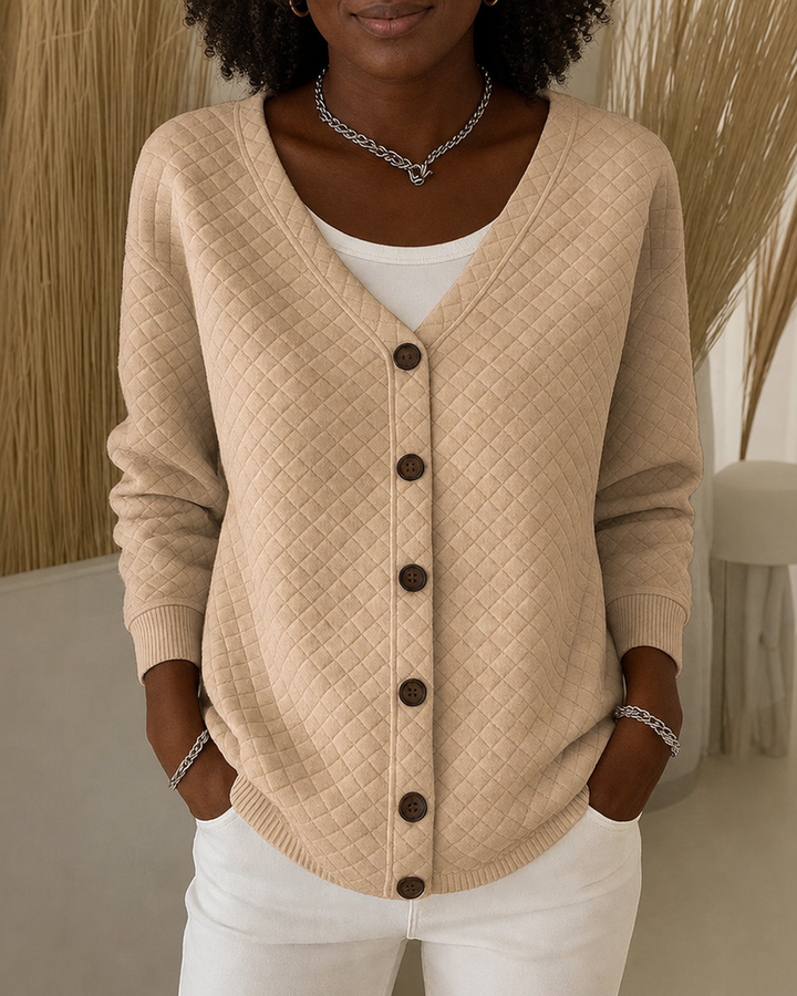 Laverne | Quilted Button-front Cardigan