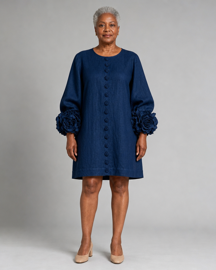 Adenike | Floral Button-down Mini Dress With Striking Floral Cuffs