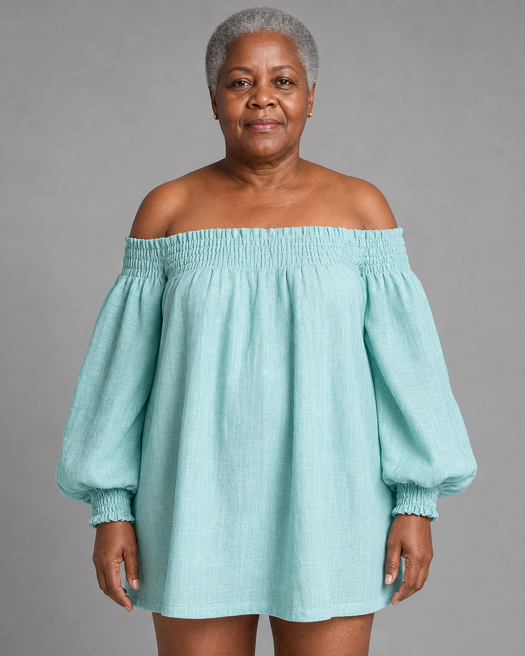 Wairimu | Pink Off-shoulder Lantern Sleeve A-line Loose Mini Dress