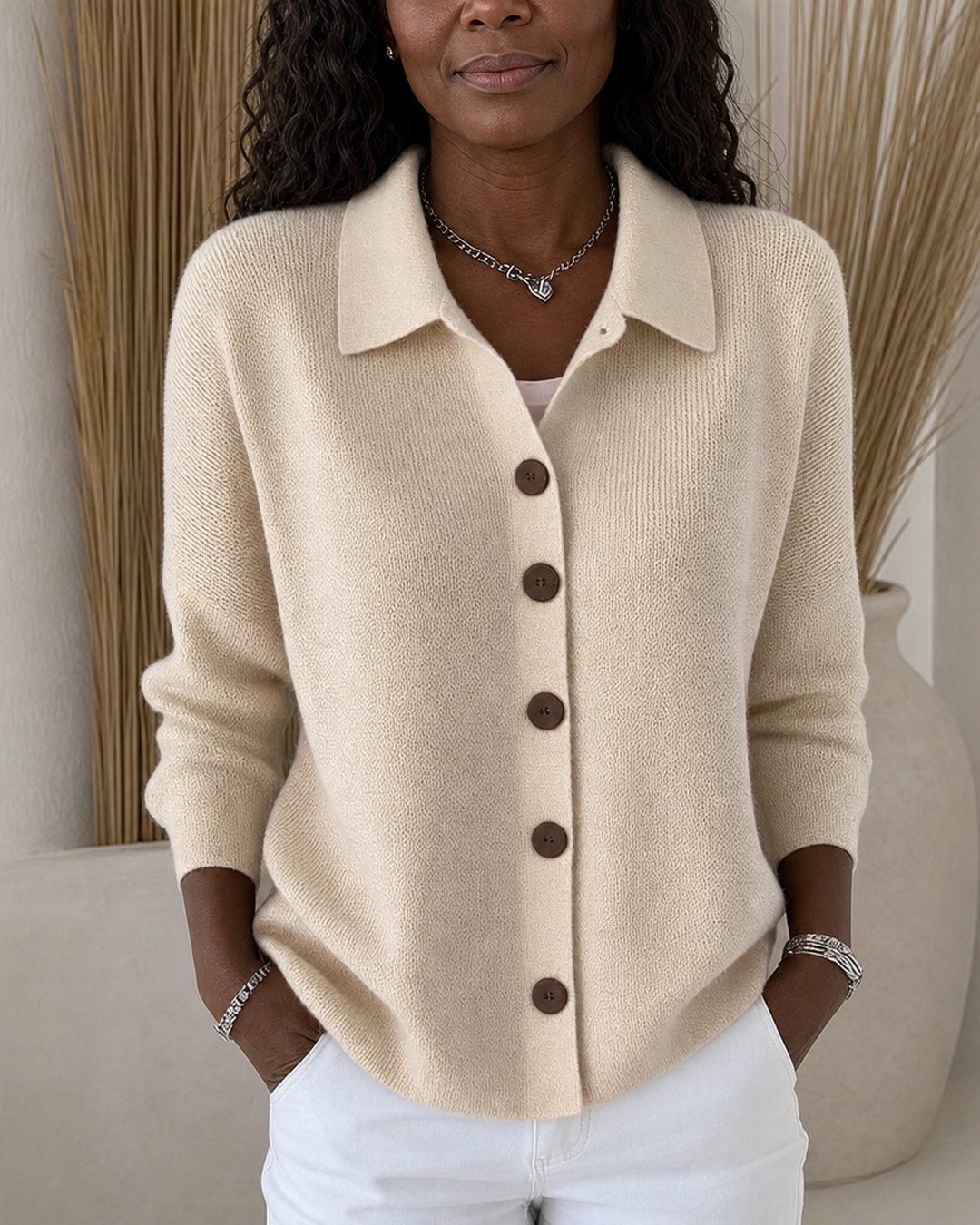 Josephine | Button-front Collared Cardigan
