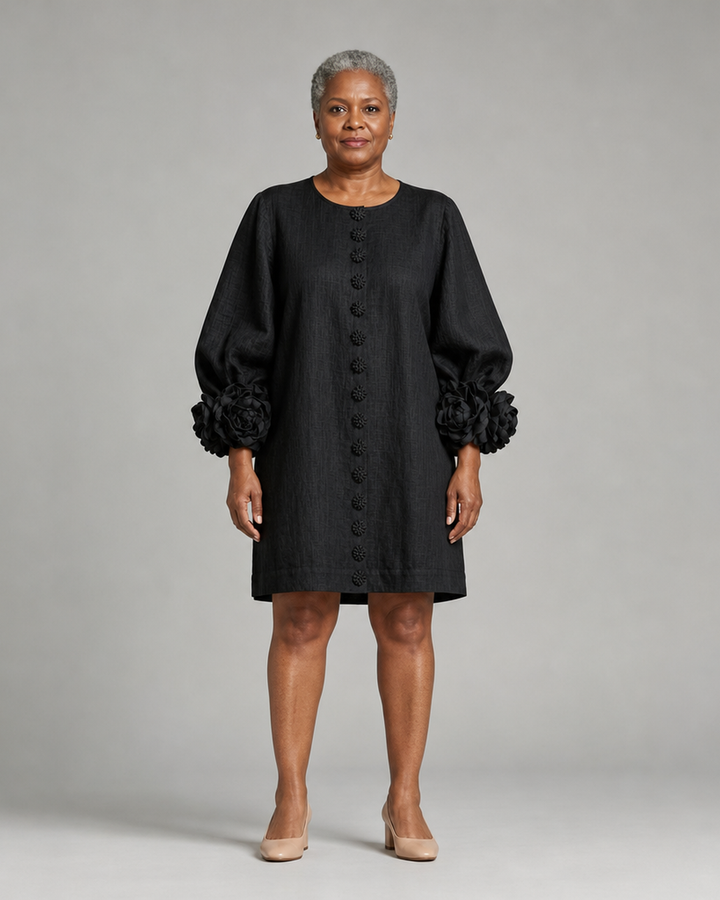 Adenike | Floral Button-down Mini Dress With Striking Floral Cuffs