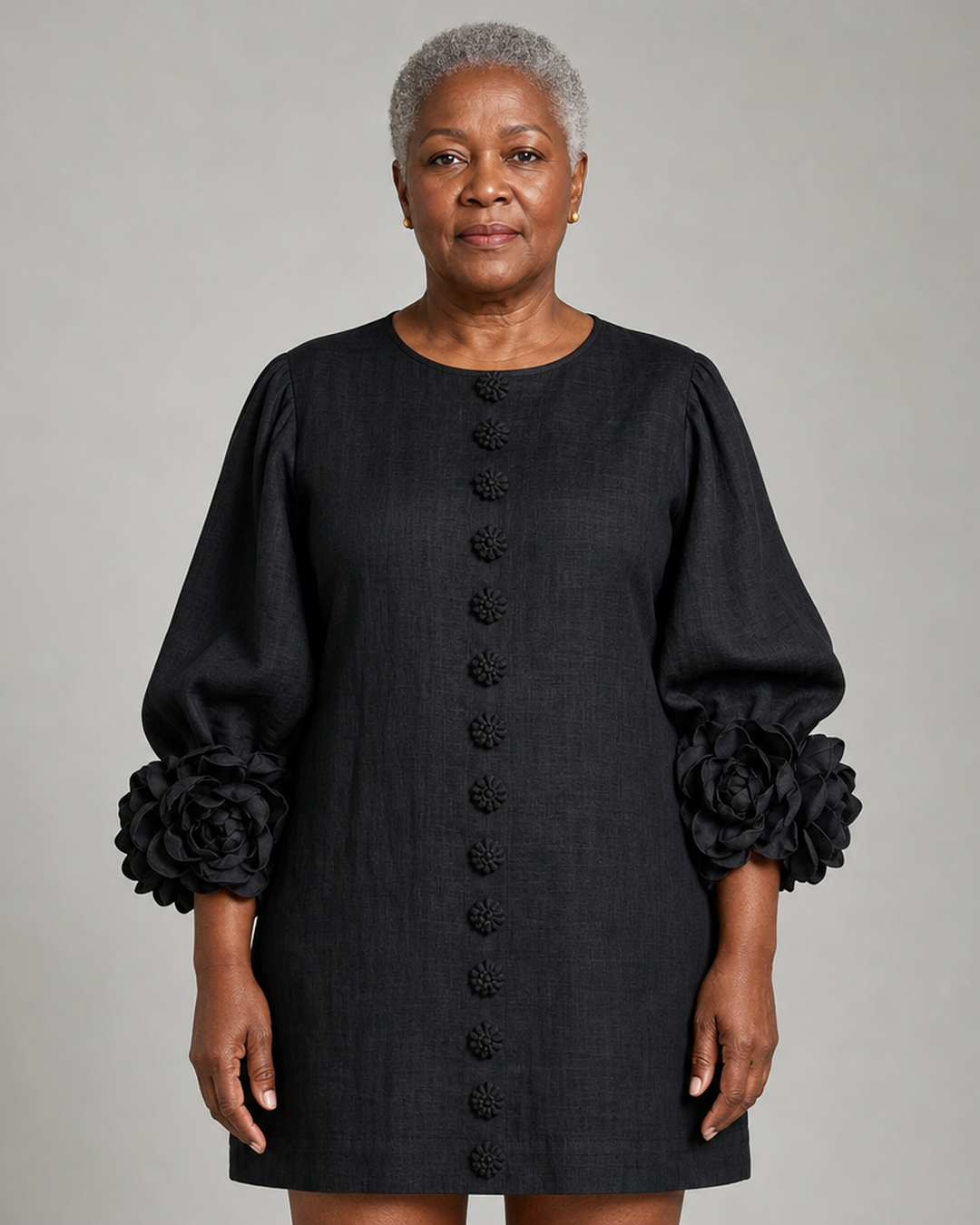 Adenike | Floral Button-down Mini Dress With Striking Floral Cuffs