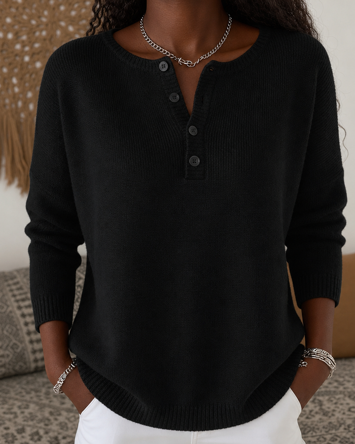 Helena | Henley Button-up Knit Sweater