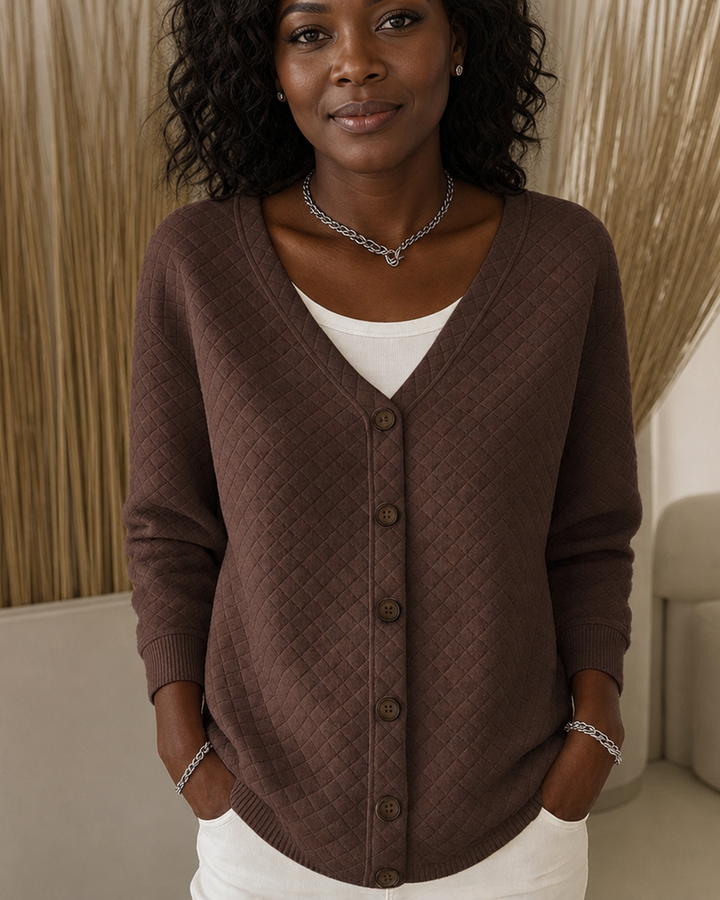 Laverne | Quilted Button-front Cardigan