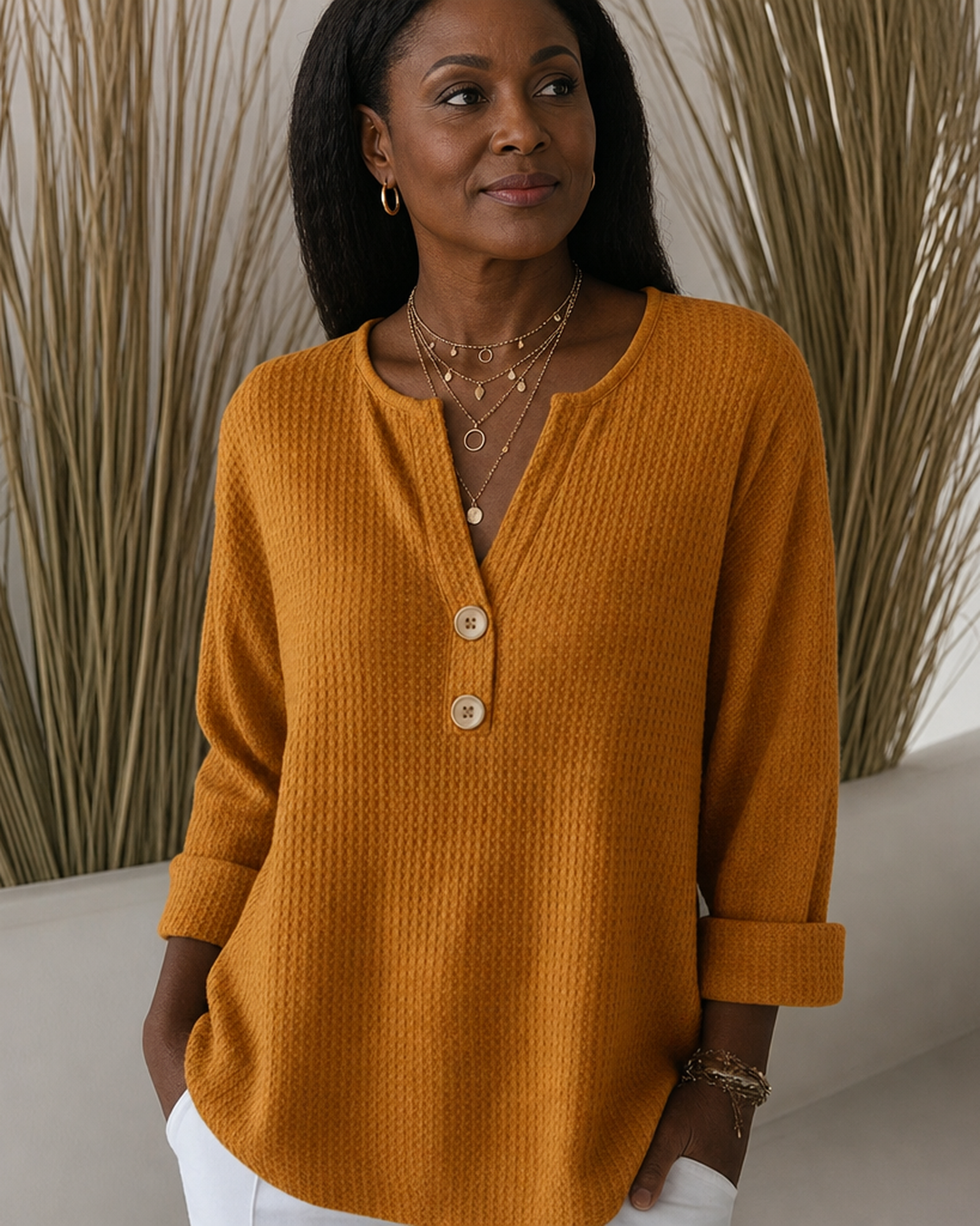 Lucinda | Henley Button Top