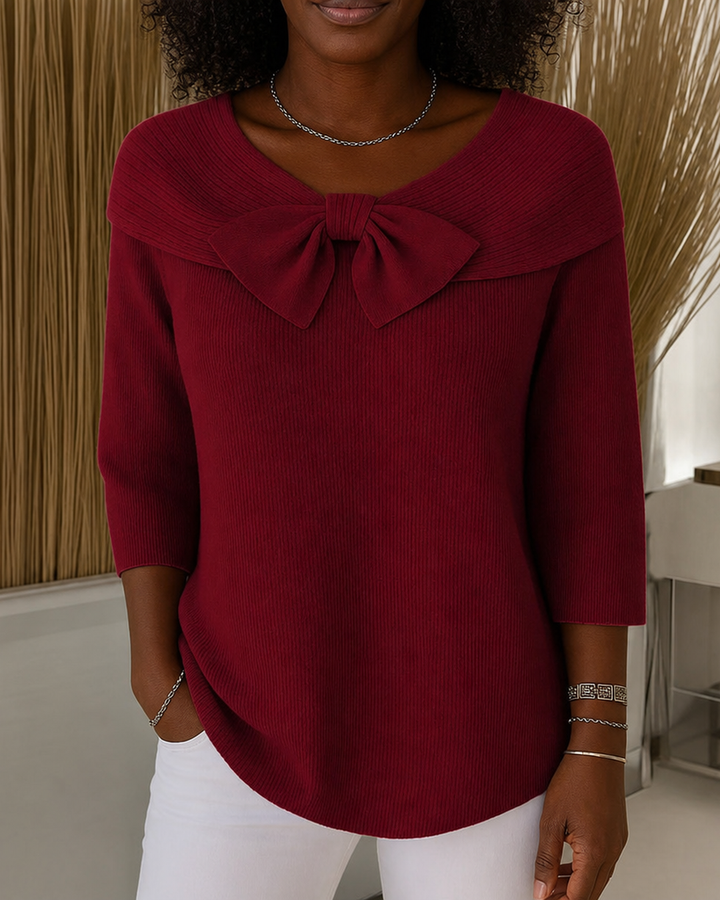 Tivella | Sweater With Bow And Round Neckline