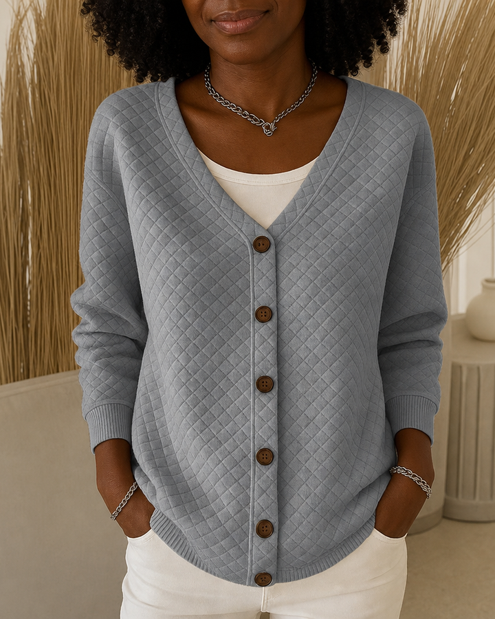 Laverne | Quilted Button-front Cardigan