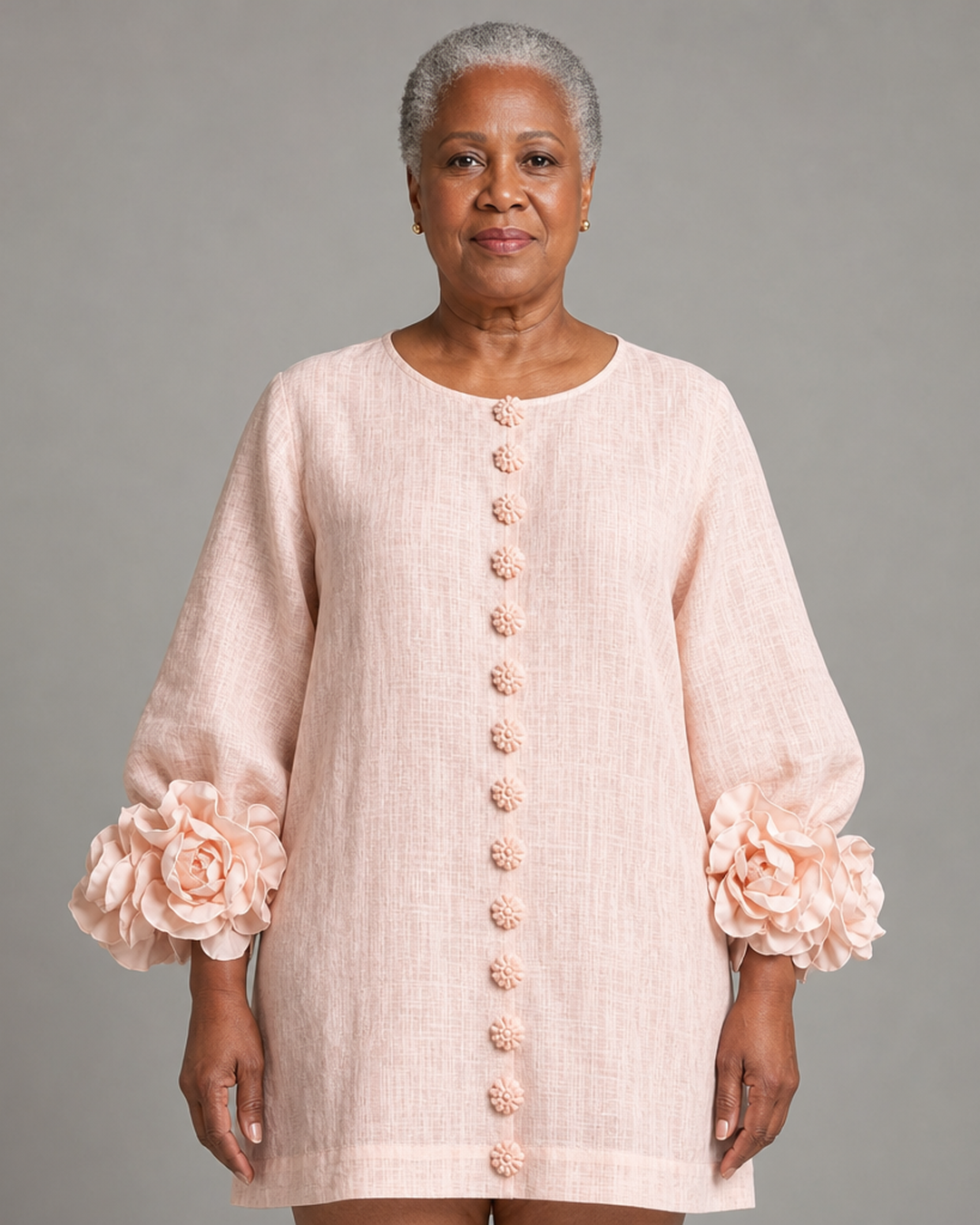 Adenike | Floral Button-down Mini Dress With Striking Floral Cuffs
