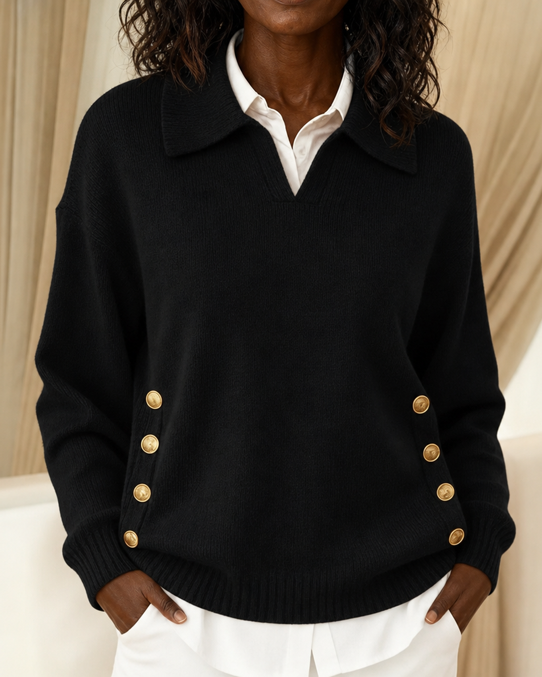 Vynette | V-neck Sweater With Collar
