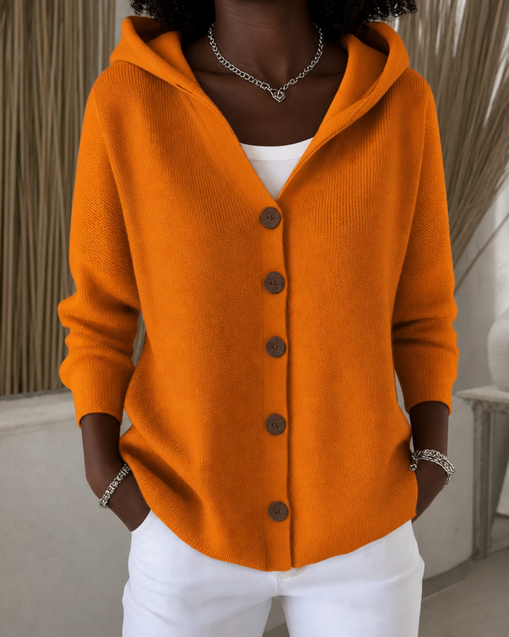 Darienne | Hooded Button-up Knit Cardigan