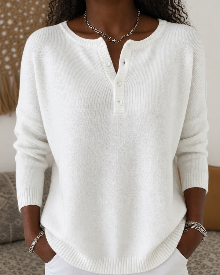 Helena | Henley Button-up Knit Sweater